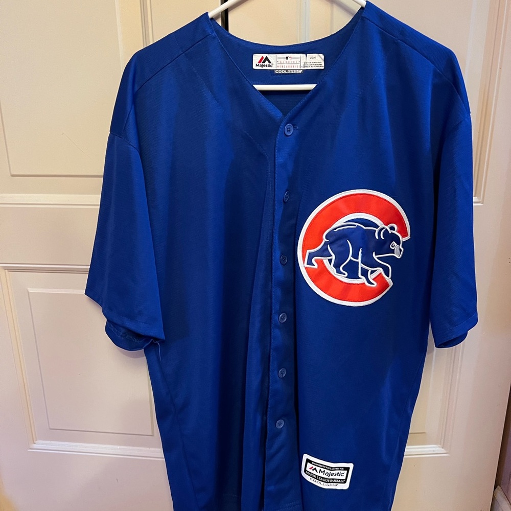 Majestic Royal Blue Chicago Cubs Castellanos’s #6 Jersey Button-Up w. Red Logo